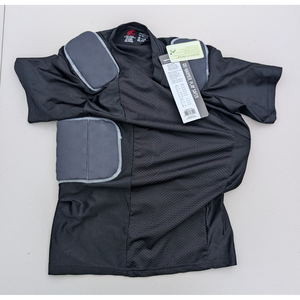 Cramer Lightning 5-Pad Football Shirt Youth XL Black Padded Compression LSBKYX